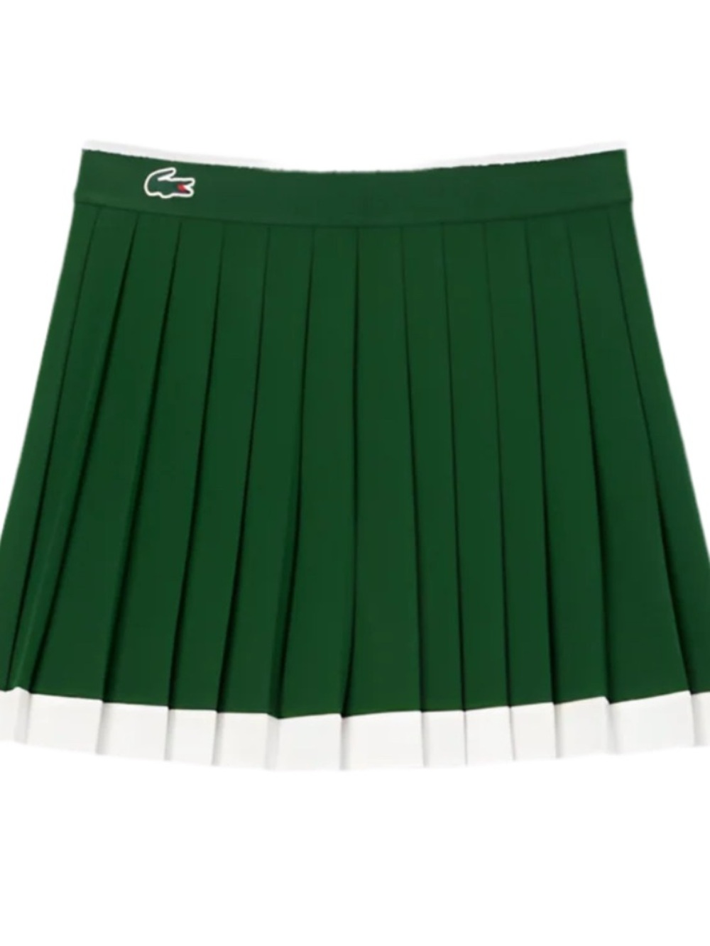 NWT , SOLD OUT , Lacoste Dark Green Pleated Tennis Skirt with White Hem